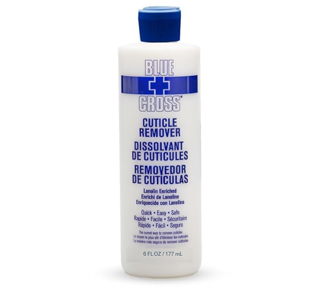 Cuticle Remover & Softener Liquid for Nails – Blue Cross Professional Nail Care with Lanolin, Hydrating Treatment for Dry Cuticles & Hangnails, Made in USA, 6oz