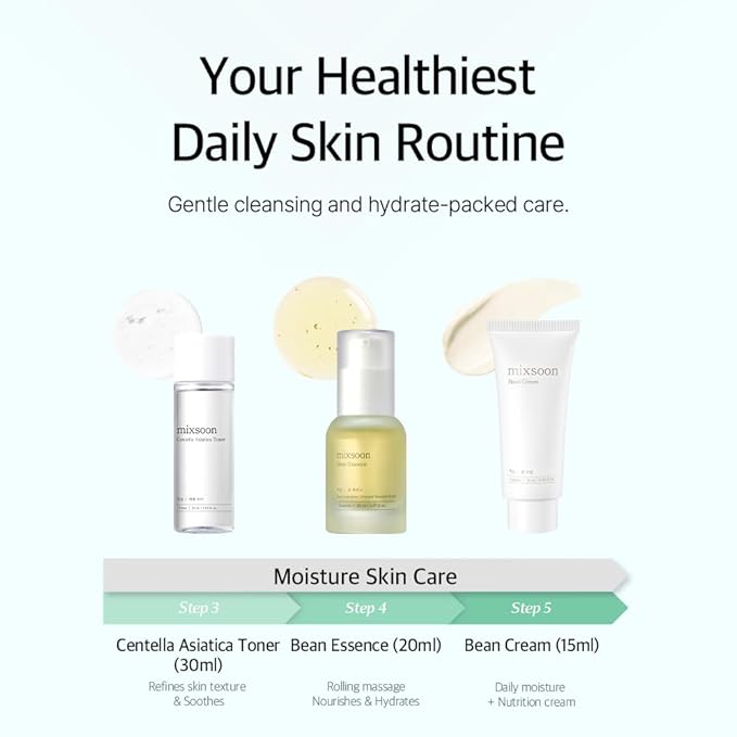 mixsoon Pure Glow Essentials Set-5-Step Skincare Kit - Hydrating Skincare Gift Set, Cleansing Oil, Foam, Toner, Essence, Cream (15ml*1+20ml*3+30ml*1) 105ml / 3.55 Fl. Oz. Korean Glass Skin Care