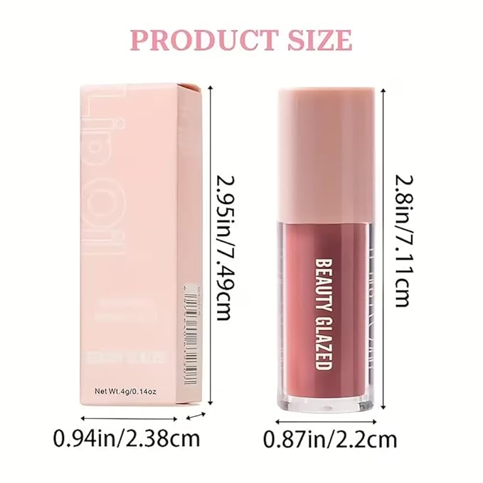 Beauty Glazed Rose Nude Tint Glass Shine Lip Oil Gloss – High Pigment Hydrating Lip Serum Jelly Lip, Non-Sticky Mirror Glazed Finish, Smooths Lip Lines, Plumping Juicy Shine