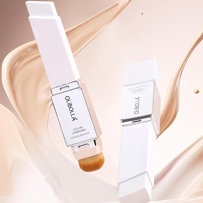 2 in 1 Color-Changing Foundation Stick, Weightless, Skin fit, Satin Glow Finish, Coverage Finish Base Makeup - Dual-Ended with Brush (01#True Beige)