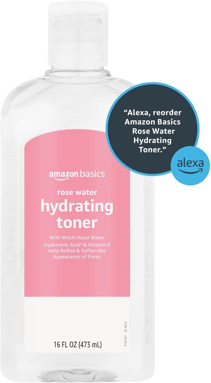 Amazon Basics Rose Water Hydrating Toner, 16 Fluid Ounces, 1-Pack