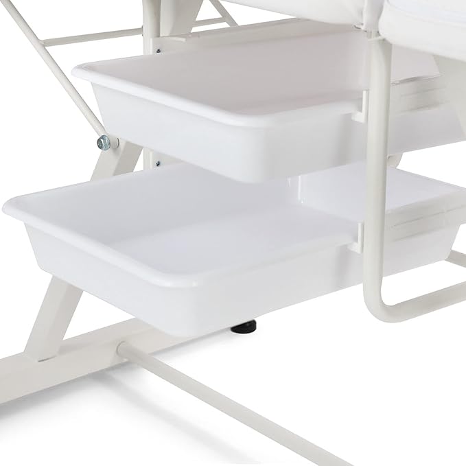 Artist hand Tattoo Chair for Client with Trays Facial Lash Bed for Eyelash Extensions Massage Bed Massage Table Salon Chair (White)