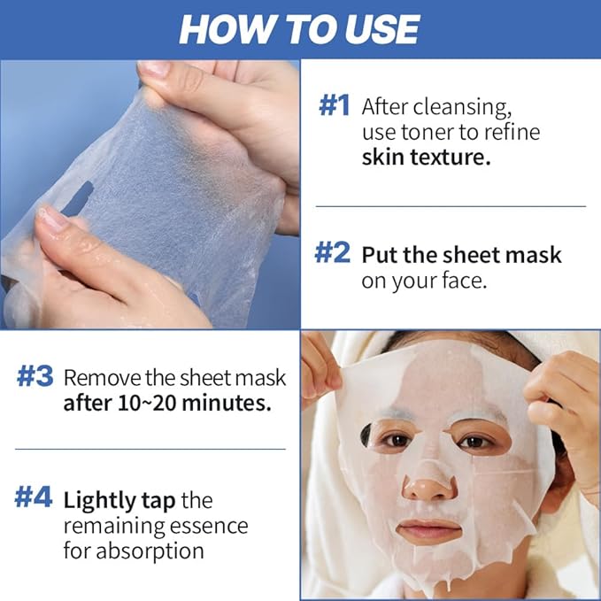 Solution Sheet Mask Variety Pack, 10 Count (5 Types x 2 Sheets), 0.74 fl oz Each, Korean Facial Sheet Masks for Daily Skincare