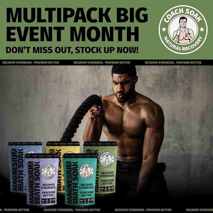 5 Pack Bundle: Coach Soak Recovery Bath Soak, Epsom Salt Bulk, Bath Salts Bulk, 5 Pack Bundle - Total of 15 Pounds (Mixed Bundle)