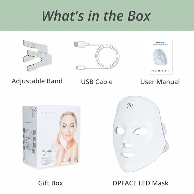 Red Light Mask for Face, 7-1 Colors Cordless Red Light Face Mask, USB-C Rechargeable, Lightweight, Portable, Facial Mask Device for At Home & Travel