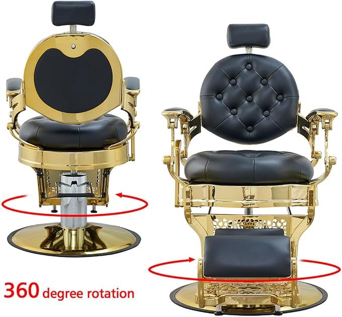 Antlu Barber Chair Salon Chair Hair Stylist, Vintage Heavy Duty 700lbs Hair Styling Chairs for Barbershop Beauty Tattoo Massage (Golden)