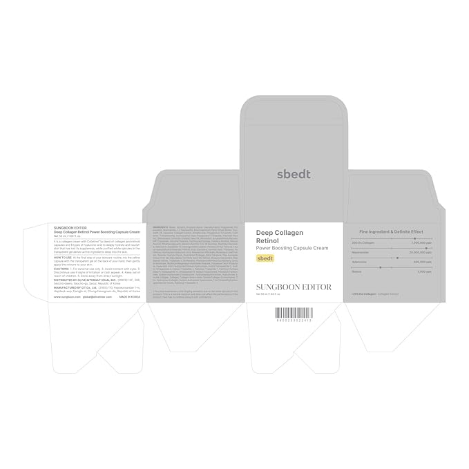 SUNGBOON EDITOR Deep Collagen Retinol Capsule Cream | Skin Revitalizing Cream for Fine Lines, Firm-looking & Dry Skin | White Spicules + Collagen + Retinol | Korean Skincare, 1.69 fl.oz