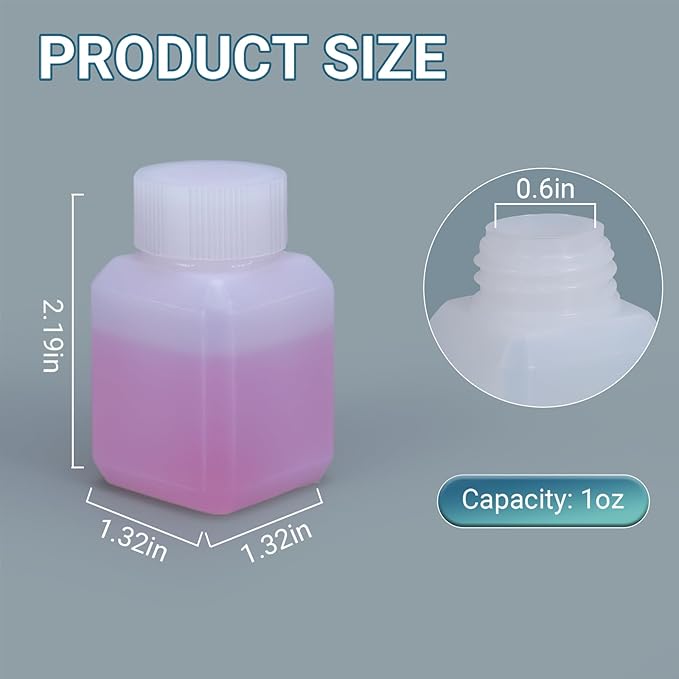 1oz/30ml Leak Proof Plastic Bottles with Caps for Liquids Sample, Reusable Small Bottles Containers for Travel, Camping and Hiking (Translucent, 10 Pcs)