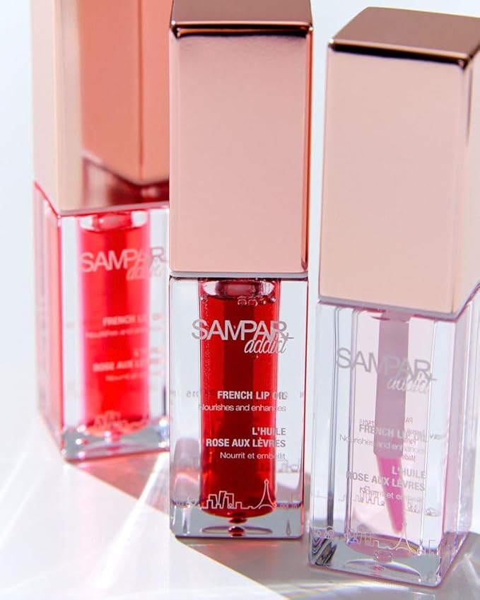 Sampar Addict French Lip Oil - Camellia Lip Oil for Deep Hydration, Glossy Finish & Nourishing Care - Non-Sticky Lip Treatment for Soft, Smooth Lips - All Skin Types - Cruelty-Free, 1 oz