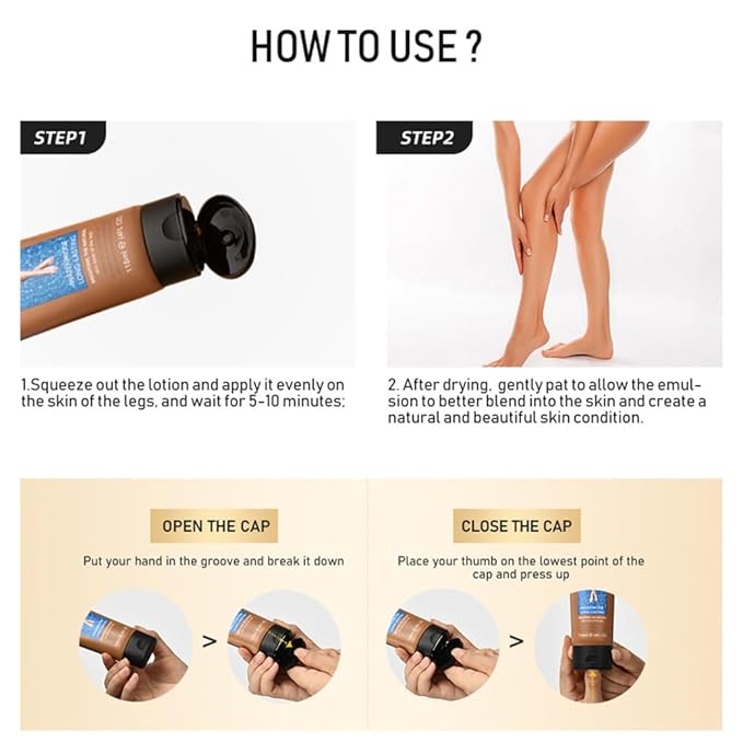 2Pcs Leg Effect Waterproof Makeup, Long-Lasting, Natural Leg Coverage, Body Foundation to Cover Vein, Tattoo and Flaw (02#Medium, 2Pcs)