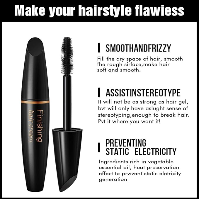 BestLand 2 Pcs Hair Finishing Stick, Hair Mascara Flyaway Hair Tamer Stick, Refreshing Not Greasy Feel Shaping Gel, Wax Fixer for Bangs, Edges, Frizz and Baby Hairs Control, Slick Back Hair Product