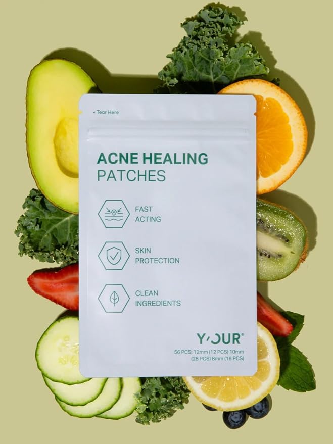 Y’OUR Improving Acne Patches: Ultra-thin Hydrocolloid Pimple Patch for Face; Purifies & Alleviates Stubborn Blemishes, Promotes Healing, Effective Zit Treatment. Made in USA. 56 Count