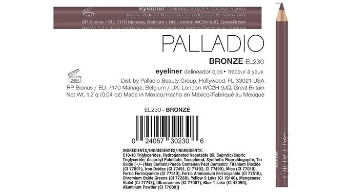 Palladio Wooden Eyeliner Pencil, Thin Pencil Shape, Easy Application, Firm yet Smooth Formula, Perfectly Outlined Eyes, Contour and Line, Long Lasting, Rich Pigment, Bronze