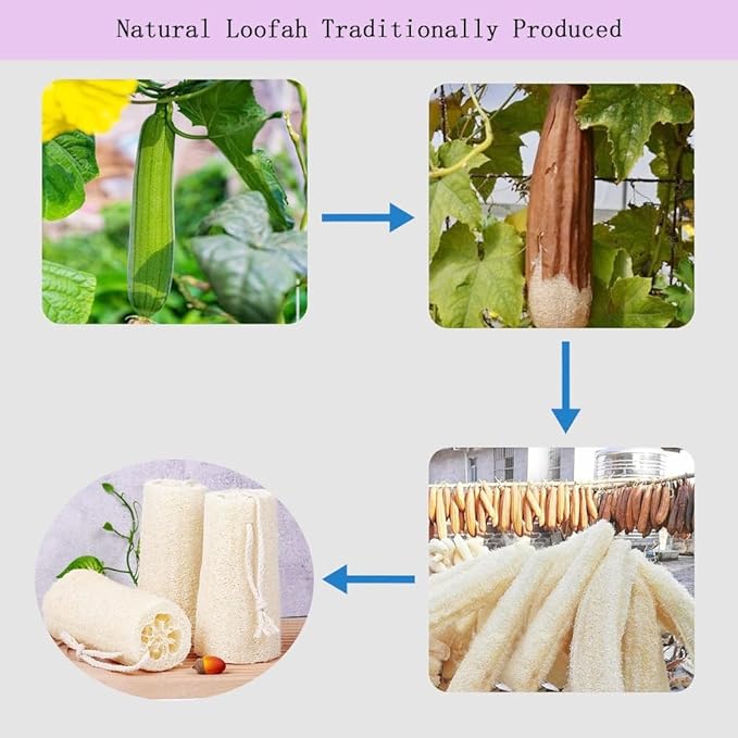 Natural Loofah Exfoliating Body Scrubber,Bath Shower Loofah Sponge for Women and Men,Made with Biodegradable Shower luffa Sponge,for Body That Gets You Clean(3 PC)