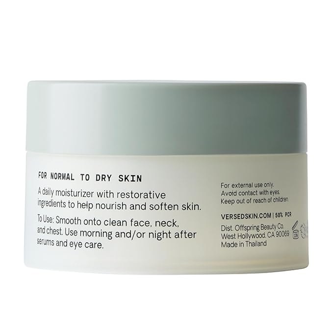 Versed Skin Soak Rich Moisture Face Cream - Daily Facial Moisturizer with Squalane Oil, Hyaluronic Acid, Vitamin E + Red Algae - Smooth, Non-Greasy Night Cream for Aging, Dry Skin - Vegan (1.5 oz)