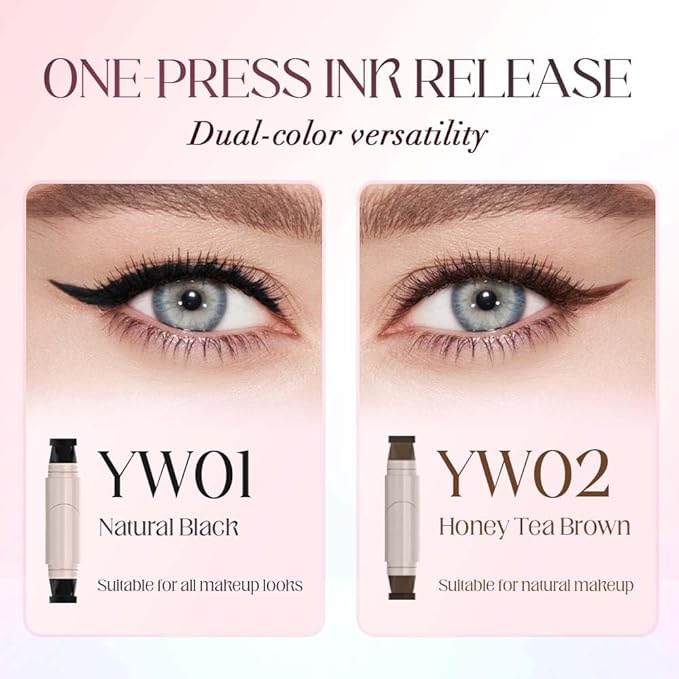 Gel Eyeliner Pencil Set, 2025 New Waterproof Eyeliners, Innovative Design Eyeliner Stamp for Daily Makeup, Quick Shaping Eyeliners Tool for Beginners (Brown*2)