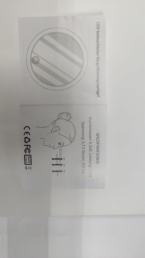 Magnifying Mirror with Light 10x, Large 6'' Lighted Suction Magnified Mirror, 3 Color Modes Dimming High Magnification Travel Makeup Mirror, Rechargeable Battery, with Tweezers & Scissors