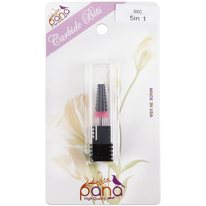 PANA 3/32" Shank 5-in-1 Nail Carbide Bit - (Triple Coarse - 3X Coarse Grit, DLC Black) - Two Way Rotate use for Both Left and Right Handed Fast remove Acrylic or Hard Gel Machine