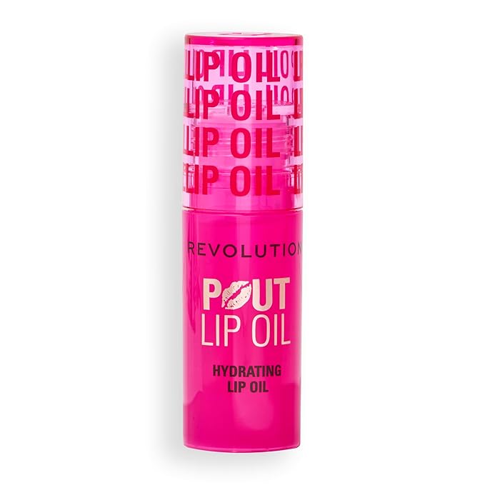 Revolution, Pout Lip Oil, Nourishing Tinted Lip Oil, High Shine, Non-Sticky Finish, Vegan & Cruelty-Free, Raspberry Pink, 0.13 oz