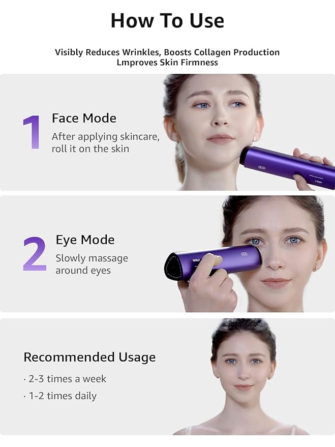 Skin Tightening Face Machine, Facial Massager Light Therapy for Face, 3 in 1 Microcurrent Facial Device Home Use Anti-Aging Device, 5 Level for Facial Firming, Wrinkle, Lifting, Toning, Glow Boost