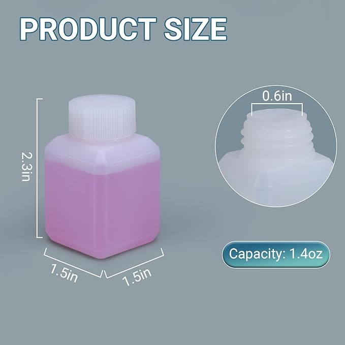 1.4oz/40ml Leak Proof Plastic Bottles with Caps for Liquids Sample, Reusable Small Bottles Containers for Travel, Camping and Hiking (Translucent, 10 Pcs)