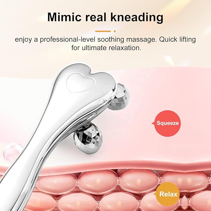 Manual Roller Massager for Face and Body, Lightweight Plastic Portable Massage Tool with 360° Rolling Design and Ergonomic Handle, Compact Self-Care Accessory for Home or Travel