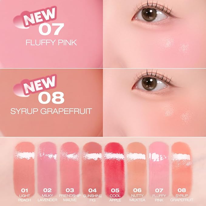 PERIPERA SYRUPY TOK CHEEK 5 Colors, Liquid Blush, Dewy Finish and Hydrates All day, Soft Velvet Texture Face Cheek Tint (08 SYRUP GRAPEFRUIT, One Size)