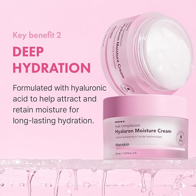 Hanskin Pink Hydration Duo – Hyaluron Skin Essence & Moisture Cream | Deep Moisture & Soothing Care for Dry, Sensitive Skin | Lightweight Glow Set for Radiant, Dewy Glass Skin | K-Beauty