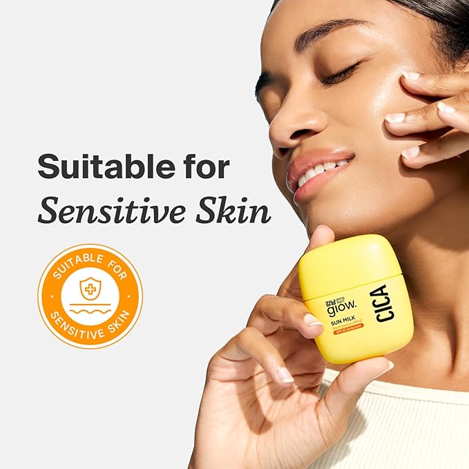 CICA SUN MILK, Moisturizer with SPF 50, Invisible Broad Spectrum Sunscreen for Face, No White Cast, Sun Protection with Cica and Niacinamide, Glow Natural Korean Sunscreen 1.69 fl.oz