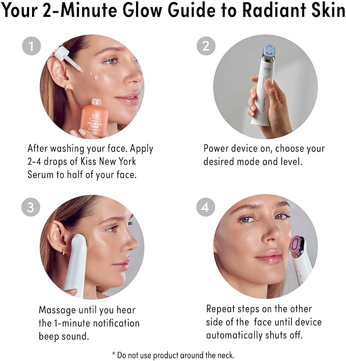 KISS NEW YORK GLOWNIC27 Facial Beauty Device, Microcurrent Glass Glow Skin Booster for Enhancing Korean Skin Care Absorption and Ability to Lift, Improves Hydration Barrier, Elasticity, Even Tone