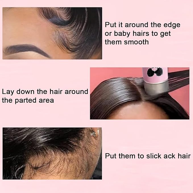 Strong Hold Non-Greasy Edge Control Gel and Wax Stick with Hair Comb for All Hair Types - No Flaking Edge Wax for Styling Black Hair Wigs