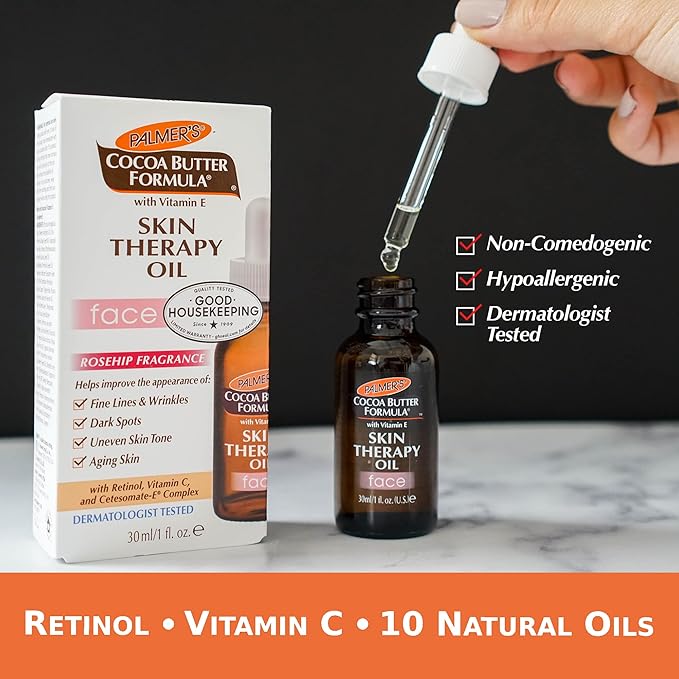 Palmer's Face Oil + Facial Cleanser Oil, Cocoa Butter with Vitamin E & Rosehip Fragrance Skin Care Bundle, Includes 1 Cleansing Oil to Clean & Brighten Skin (6.5 fl oz) and 1 Facial Oil (1 fl oz)