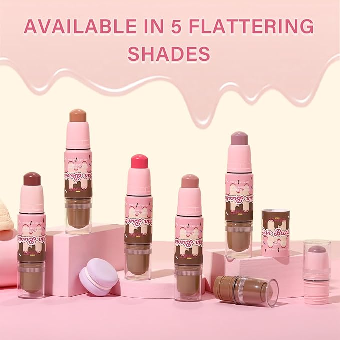 UCANBE Skin Breath Blush & Bronzer Multiuse Stick, 2-in-1 Creamy Face Cheeks Contour Makeup Stick for Natural Radiant Finish Look, Vegan & Cruelty-Free, Travel-Friendly (04 Blooming Rose)