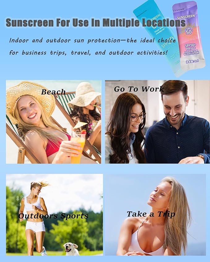20 Pack Sunscreen SPF50+,Moisturizing Travel Size Sunblock Lightweight&Water-Resistant, 4ml Face & Body Mini Sunscreen Lotion Bulk Portable Sun Cream,Perfect for Most of Skin Women Travel & Outdoor-B