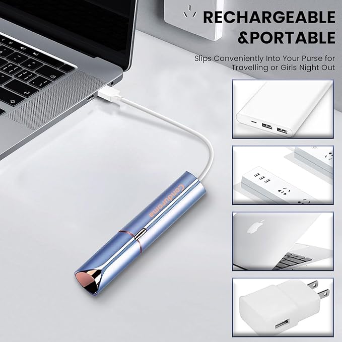 Facial Hair Remover for Women – Electric Face Razor with Light, Hair Removal for Upper Lip, Chin & Cheeks – Color Blue