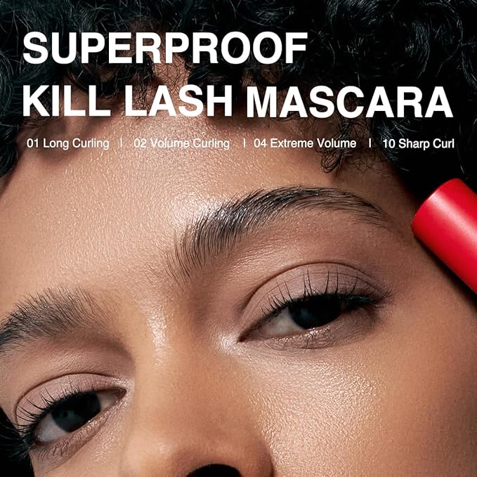 CLIO Kill Lash Superproof Mascara, Waterproof Mascara Black, Lifting & Lengthening, Precision Eyelash Curl, Long-Lasting, Clump & Smudge-Free, for Sensitive Eye, Korean Makeup Beauty (020 Bouncy Lash)