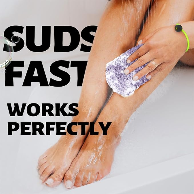 MIG4U Exfoliating Soap Bag for Shower 2 Pieces - Bar Soap Saver Pouch, Bamboo Body Scrubber Exfoliator Pocket in Travel Bathing, Purple