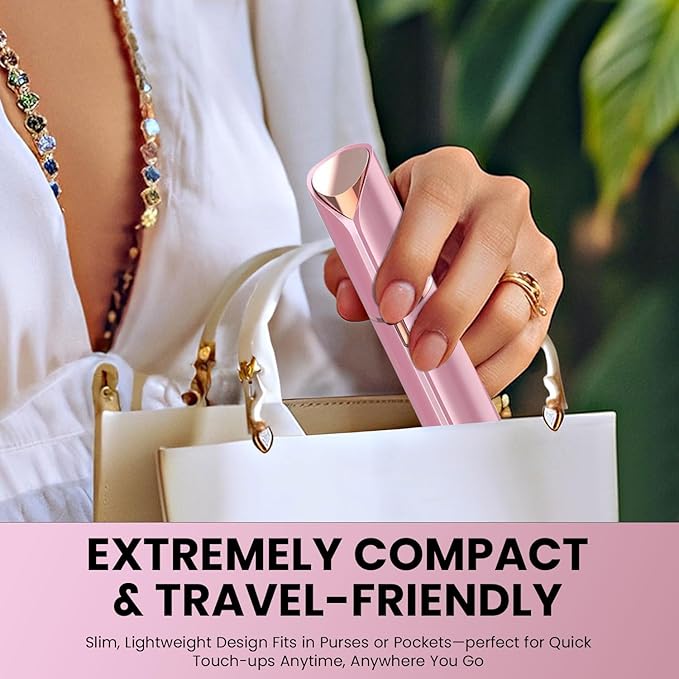 Facial Hair Remover for Women – Electric Face Razor with Light, Hair Removal for Upper Lip, Chin & Cheeks – Color Rose Red