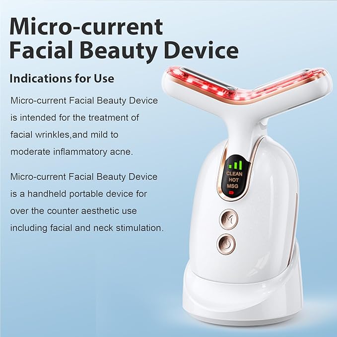 Red Light Therapy for Face, 3 Mode Face Massager Tool with Heating Vibration for Skin Care, Wrinkle Reducer Facial Massager to Soothe and Relax Skin, Micro-Current Face Beauty Device (AM-810B)