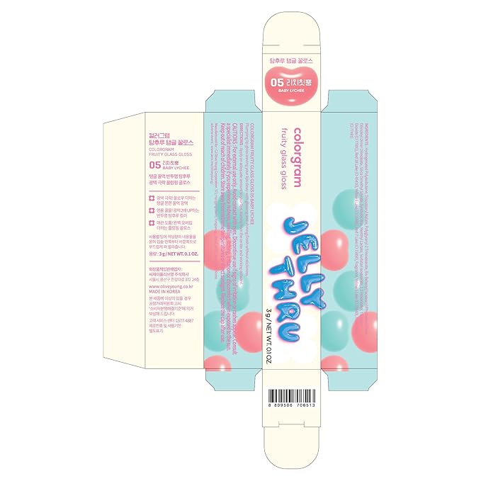 COLORGRAM FRUITY GLASS GLOSS 05 BABY LYCHEE | Non-Sticky Glossy Lip Tint with Glass-Like Shine | Long-Lasting Hydrating Lip Gloss for Smooth & Plump Lips