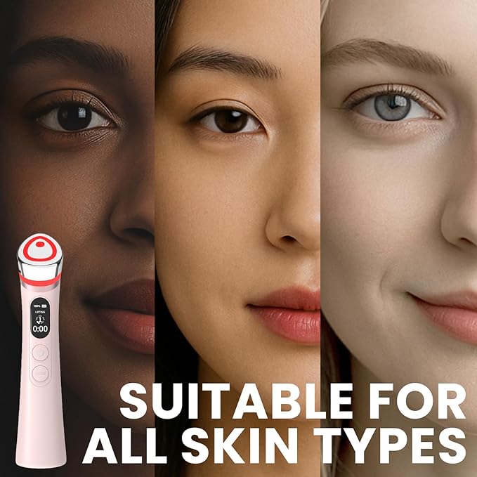 Face Lift Device – 8 in 1 Skin Tightening and Lifting, LED Light Therapy for Wrinkles, Korean Skin Care, Spa-Grade Facial Massager Lifting & Firming Beauty Massager (Pink)