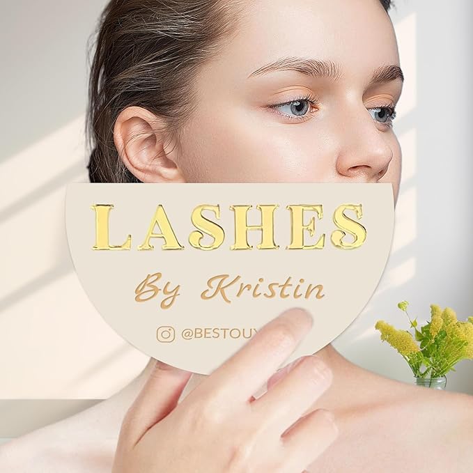 Personalized Lash Mirror Custom Eyelash Photo Prop Personalised Acrylic Handheld Lash Mirror with Name Gift for Beauty Girls Technician (Color09)