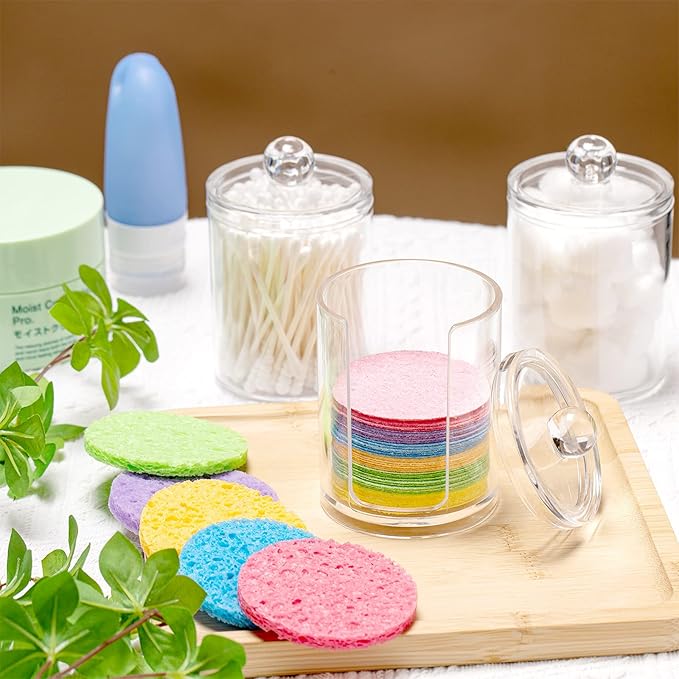 50 Pcs Compressed Facial Sponges Facial Makeup Natural Cosmetic Spa Sponges for Women Cleansing, Exfoliating Mask, Makeup Removal, Dead Skin, and Dirt, Travel Essentials(Multi-Color)