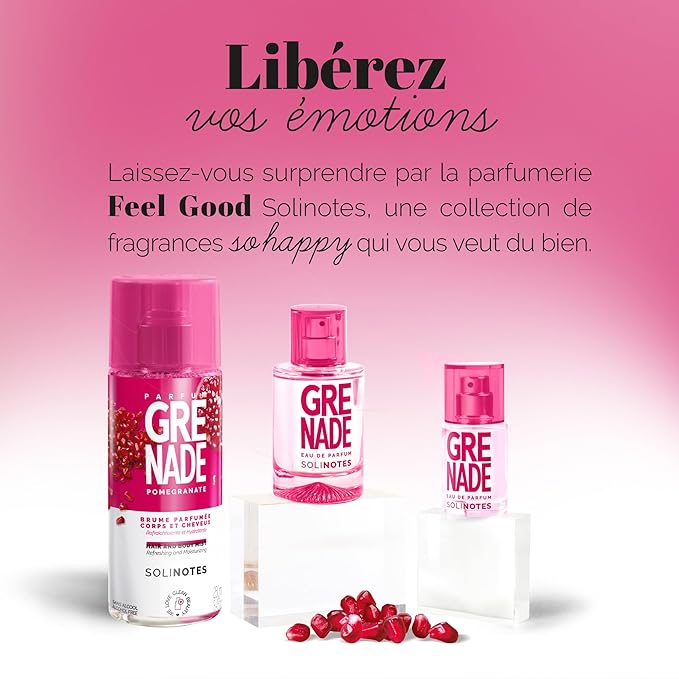 Solinotes Pomegranate Perfume for Women & Men, 1.7 Fl Oz/ 50 ML Eau De Parfum, Delicate Floral and Soothing Scent with Premium Ingredients - Clean Perfume, Cruelty Free, Vegan, Made in France