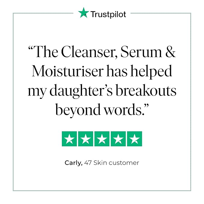 47 Skin | Daily Maintenance Skin Care Kit Bundle | Featuring Daily Moisturiser, Anti Blemish Serum and Everyday Cleanser | Contains Silver Chitoderm | Hydrating, Suitable for all Skin Types