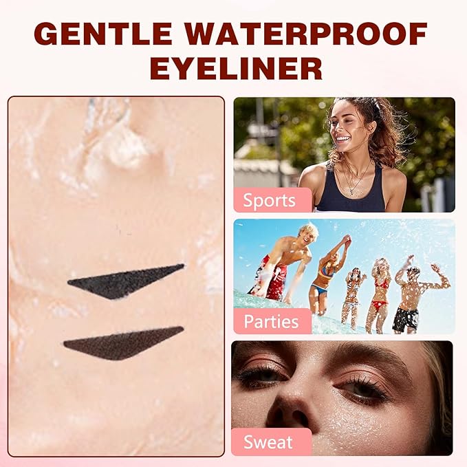 2pcs Gel Eyeliner Pencil Set, New Foldable Eye Liner Stamp for Perfect Wings, Smudge Proof & Waterpoof Liners Tool Pen (Black)