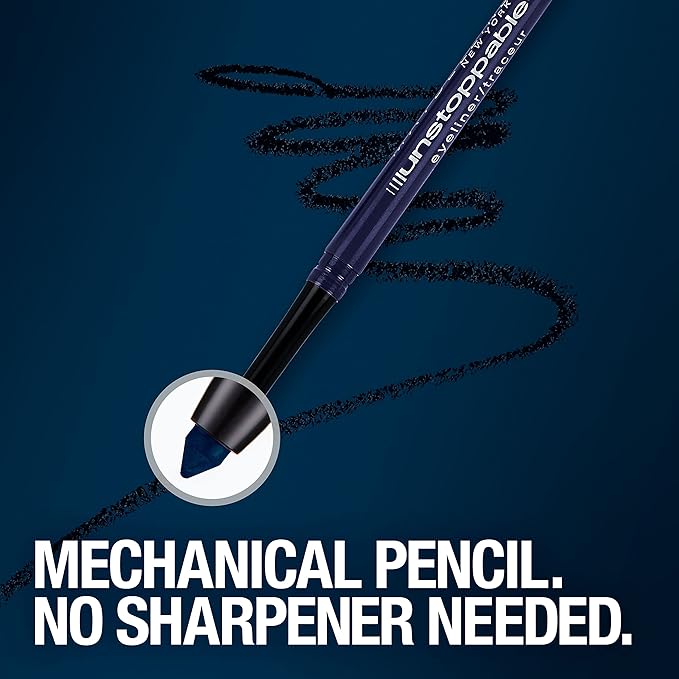 Maybelline Unstoppable Waterproof Mechanical Black Eyeliner Pencil, Easy to Apply, Smooth Glide, Up to 24 Hour Wear, Onyx, Pack of 2