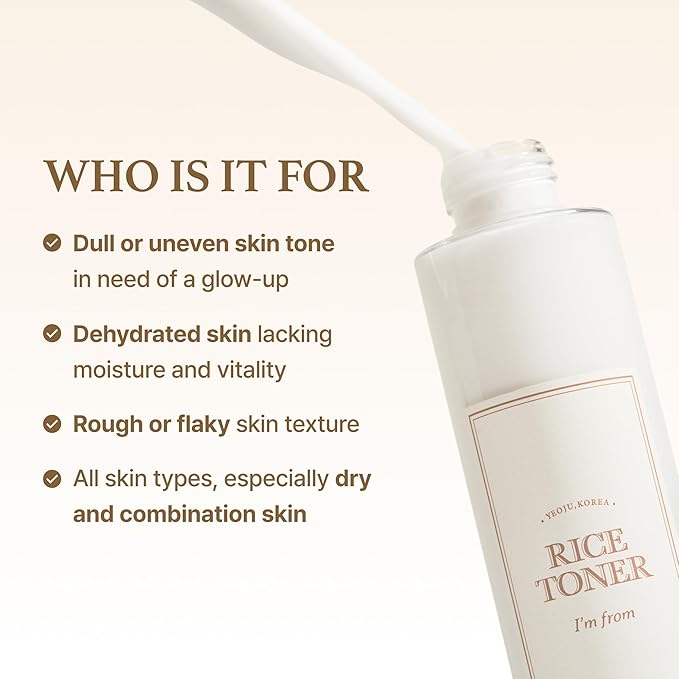 I'm from Rice Toner, Milky Toner for Glowing Skin, Korean Rice, Glow Essence with Niacinamide, Hydrating for Dry, Dull, Combination Skin, Vegan, Fragrance Free, Glass Skin 5.07 Fl Oz