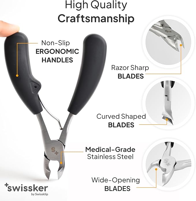 Swissklip Toenail Clippers I Heavy Duty Toe Nail Clippers I Toenail Clippers for Thick Nails I Toenail Scissors I Heavy Duty Nail Clippers for Thick Nail (Pack of 3)