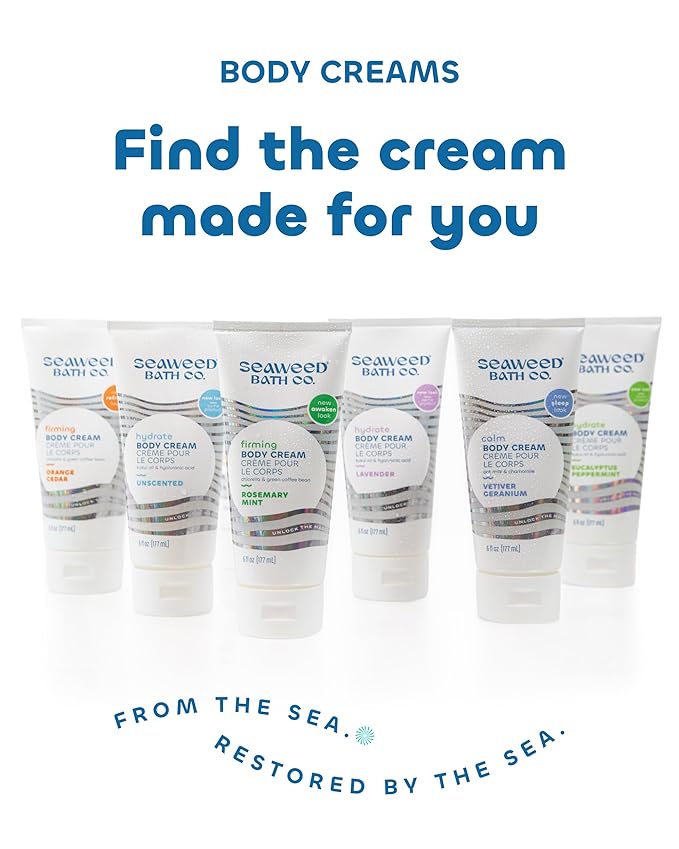 Seaweed Bath Co. Firming Body Cream - Rosemary Mint - Hydrating Hand and Body Lotion with Hyaluronic Acid - Toning Skin Moisturizer for Dry Skin - 6 oz (Pack of 2)